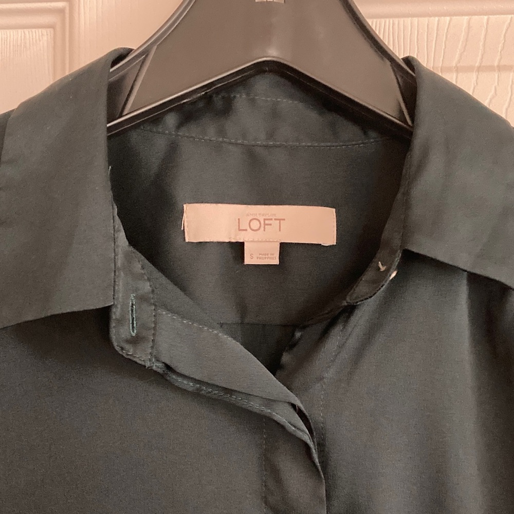 LOFT Deep Emerald Collared Blouse